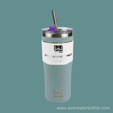 590ml Plastic Lid With Straw Vacuum Cup